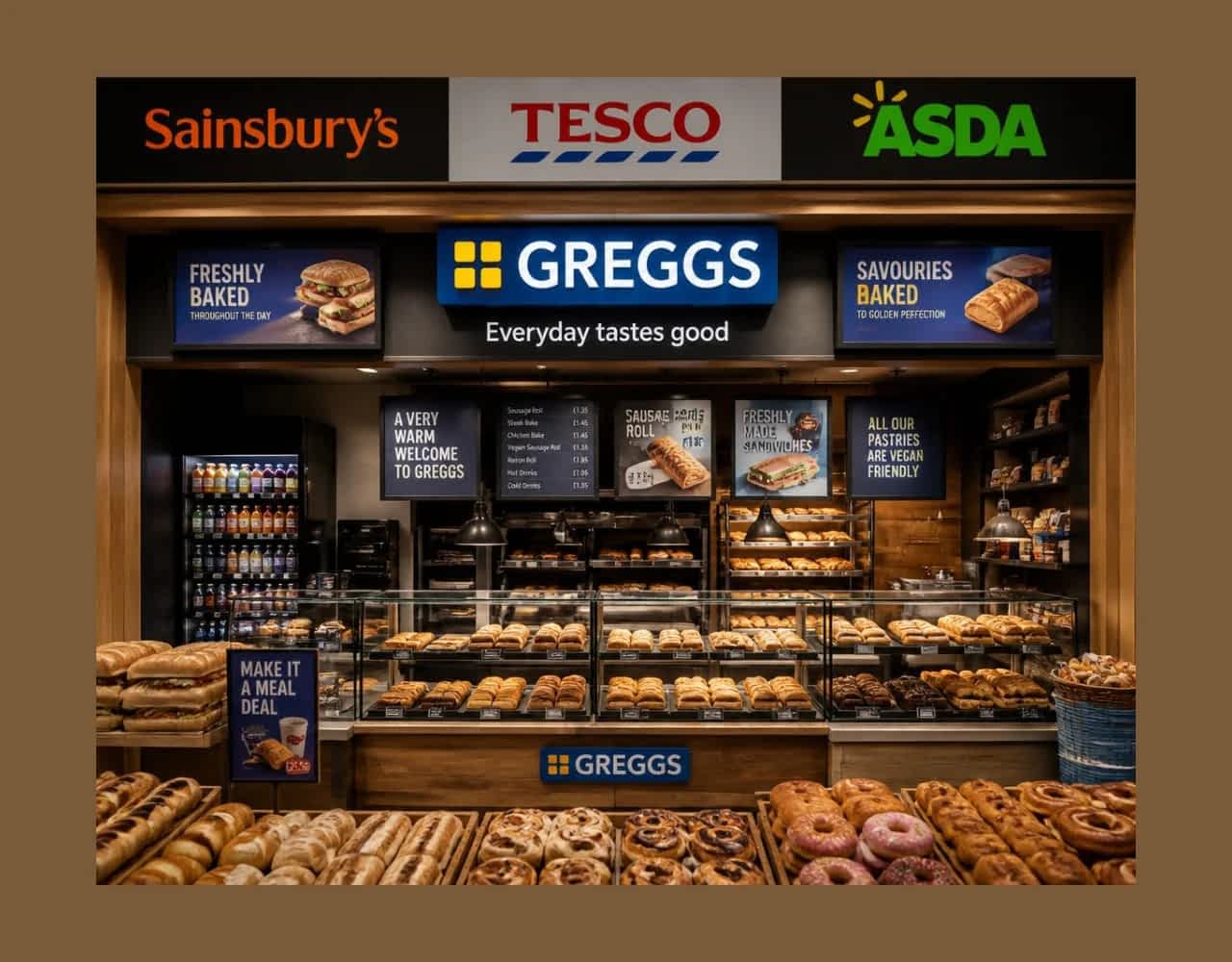 Greggs in Sainsbury's, Tesco & Asda