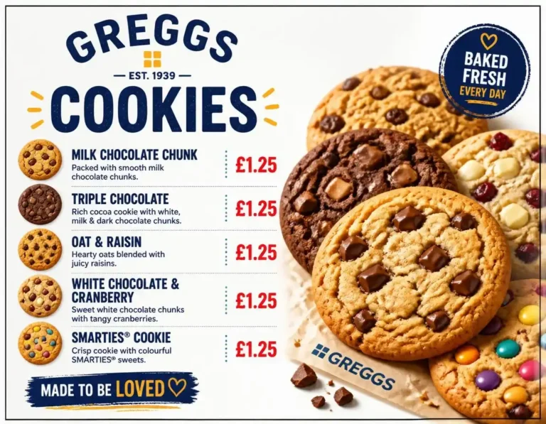 Greggs Cookies Menu