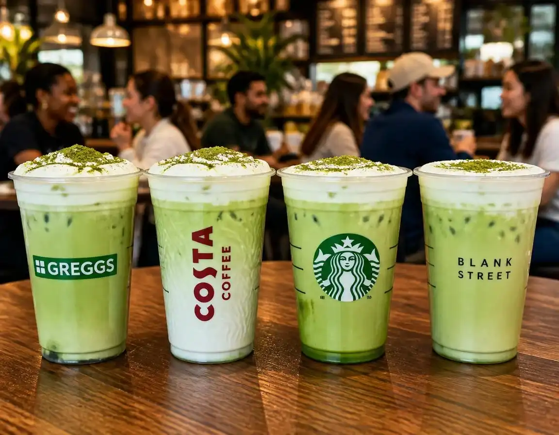 Greggs Iced Matcha vs Costa, Starbucks & Blank Street