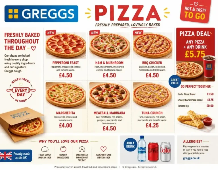 Greggs Pizza Menu UK