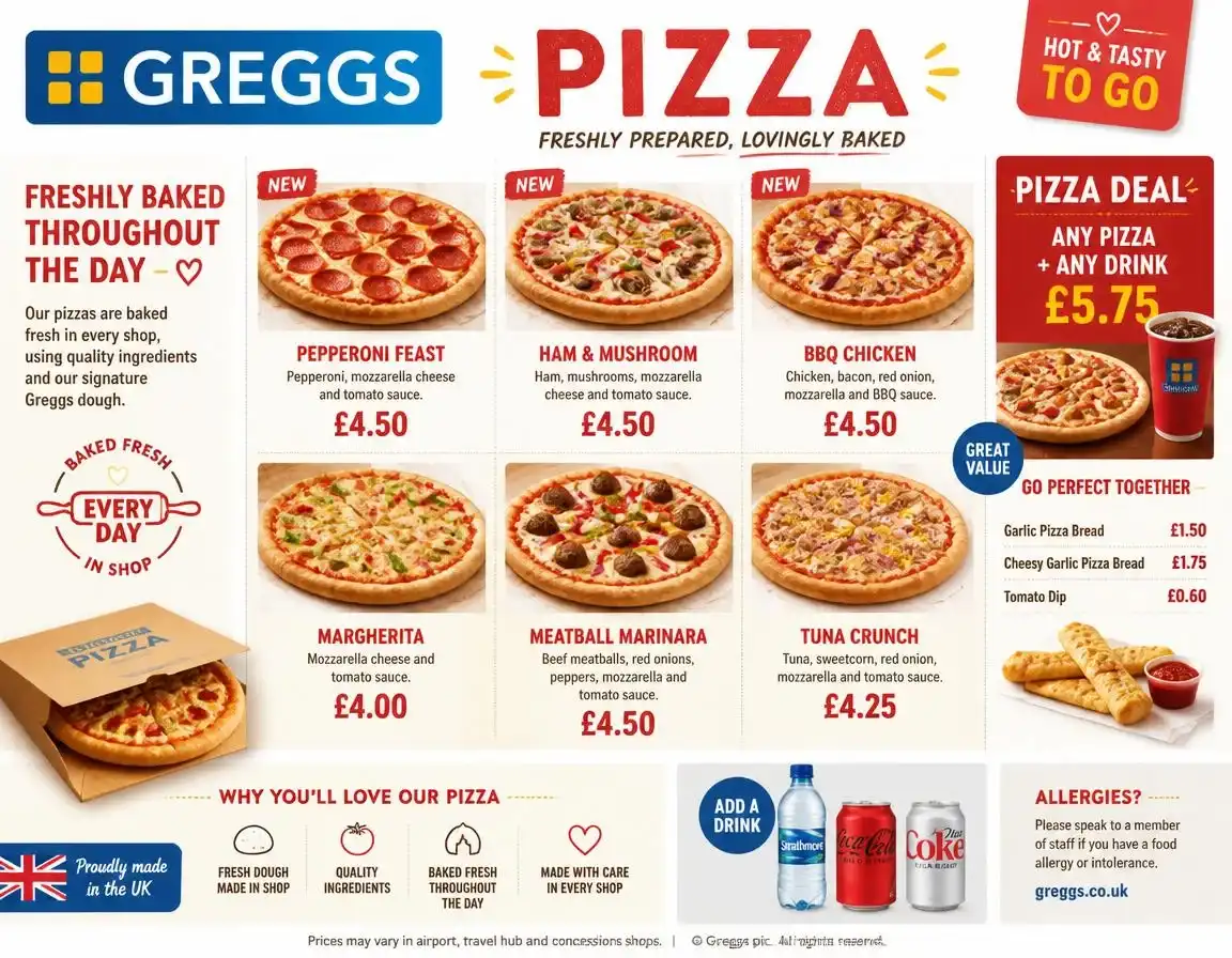 Greggs Pizza Menu UK