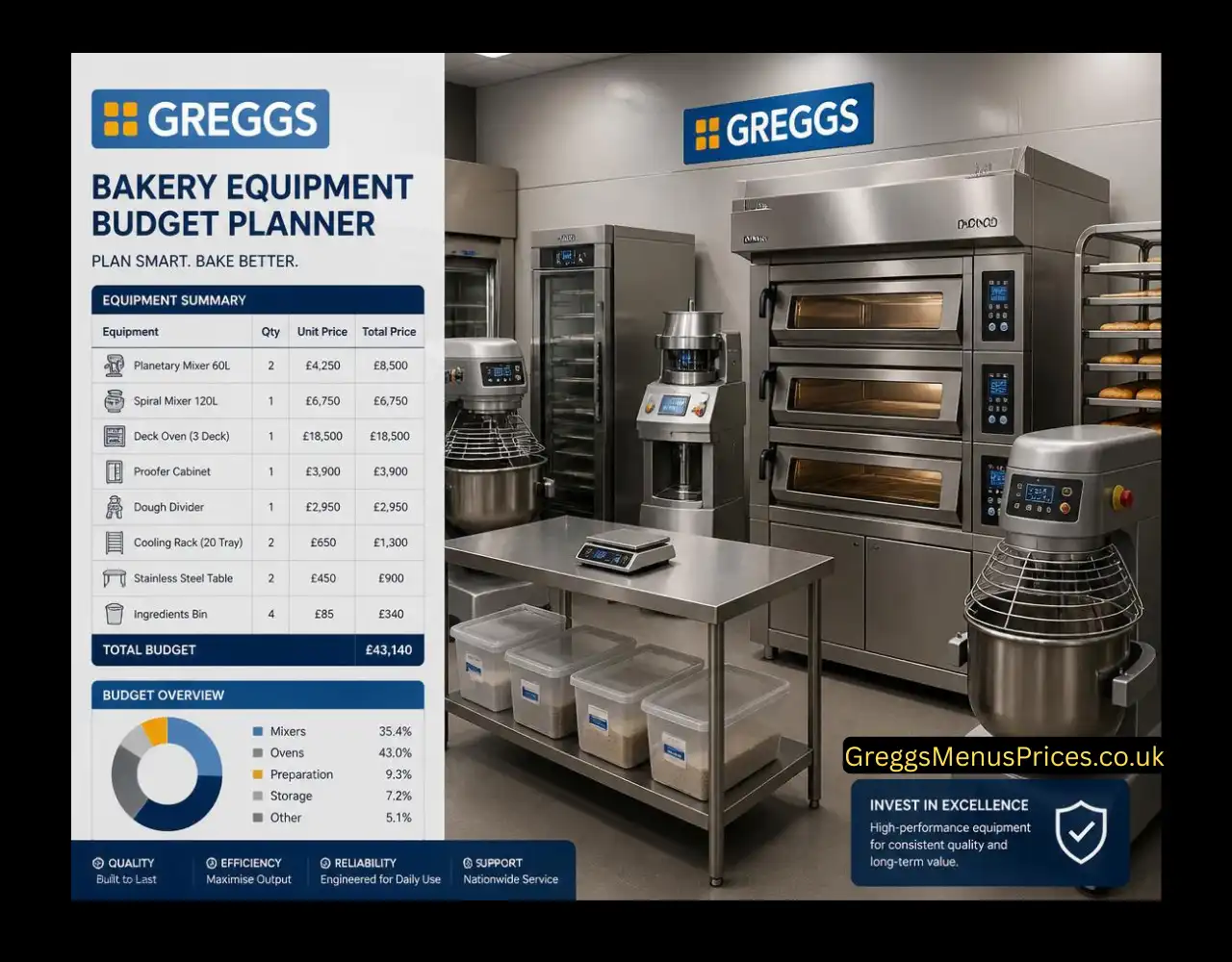 Greggs-Style Bakery Equipment Budget Planner