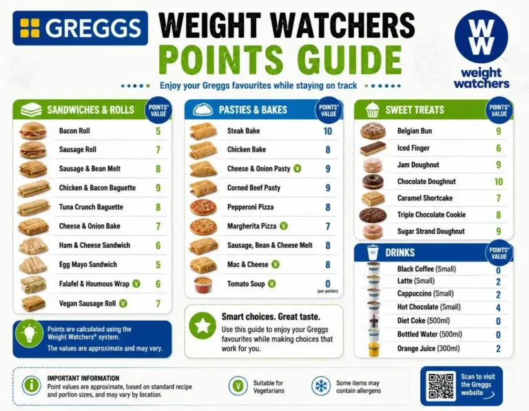 Greggs Weight Watchers (WW) Points Guide