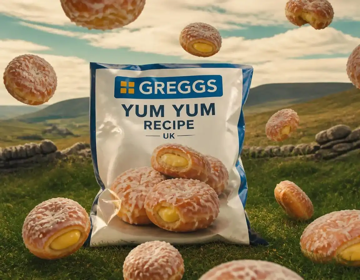 Homemade Greggs-style yum yum — golden twisted pastry with sweet icing glaze